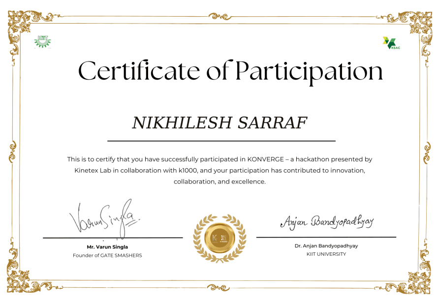 KONVERGE Hackathon - Certificate of Participation