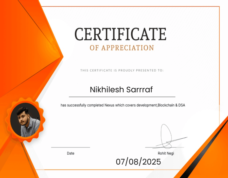 Certificate of Appreciation - Nexus
