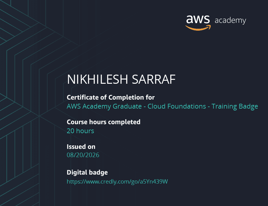 AWS Academy Graduate: Cloud Foundations - Certificate of Completion