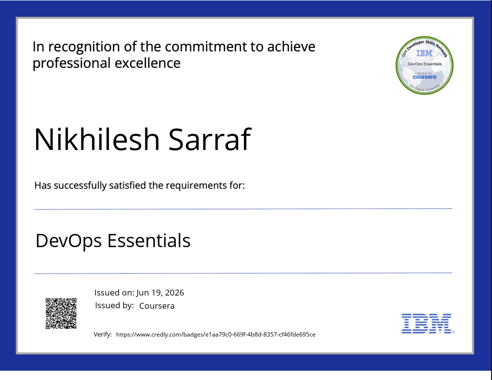 DevOps Essentials - Certificate of Achievement