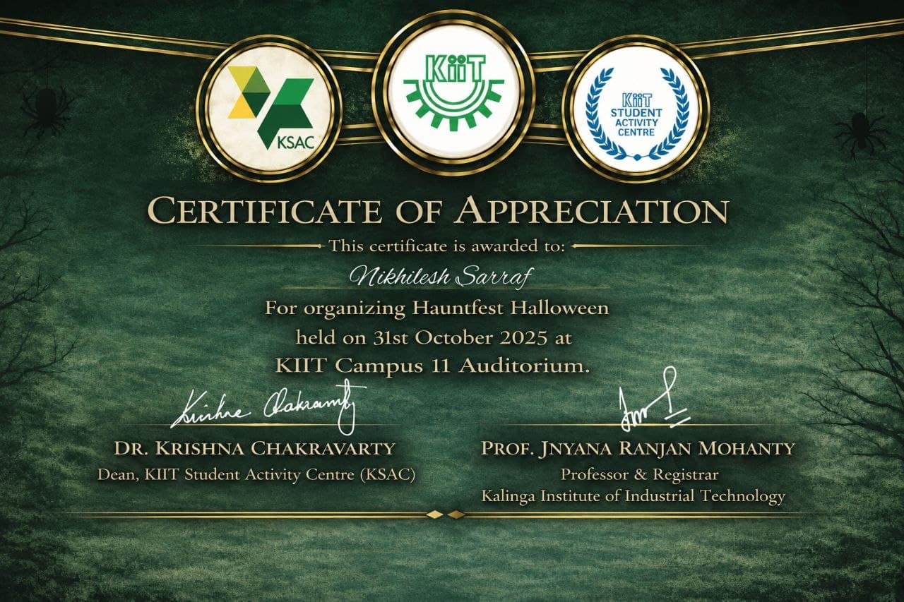 Organizing Hauntfest Halloween - Certificate of Appreciation